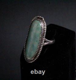 Vintage Hallmarked Sterling Silver Navajo Turquoise Elongated Ring