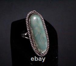 Vintage Hallmarked Sterling Silver Navajo Turquoise Elongated Ring