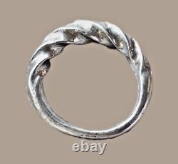 Vintage Hand Crafted Twisted Sterling Silver Ring Signed Size 3? , 3g