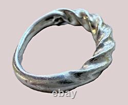 Vintage Hand Crafted Twisted Sterling Silver Ring Signed Size 3? , 3g