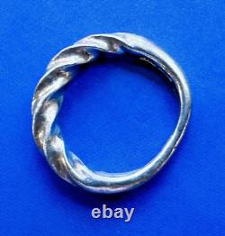 Vintage Hand Crafted Twisted Sterling Silver Ring Signed Size 3? , 3g