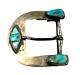 Vintage Hand Made Native American Sterling Silver Turquoise Belt Buckle