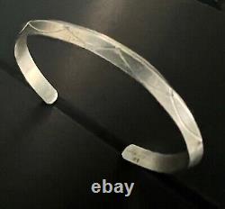 Vintage Hand-Stamped Navajo Cuff Bracelet Sterling Silver