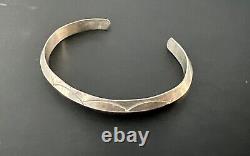 Vintage Hand-Stamped Navajo Cuff Bracelet Sterling Silver