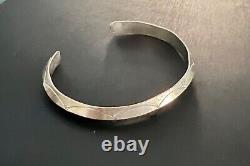 Vintage Hand-Stamped Navajo Cuff Bracelet Sterling Silver