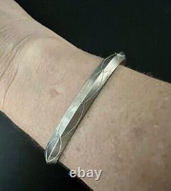 Vintage Hand-Stamped Navajo Cuff Bracelet Sterling Silver