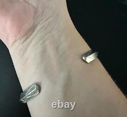 Vintage Hand-Stamped Navajo Cuff Bracelet Sterling Silver