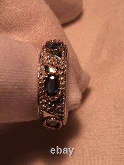 Vintage Handmade Deep Blue Iolite Setting 925 Sterling Silver Gothic Ring