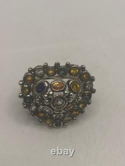 Vintage Handmade Mixed color Tourmaline 925 Sterling Silver Gothic Valentines He