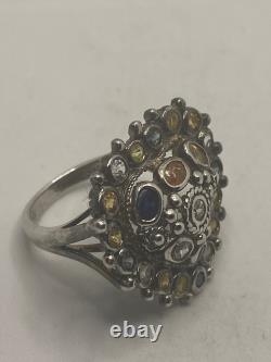 Vintage Handmade Mixed color Tourmaline 925 Sterling Silver Gothic Valentines He