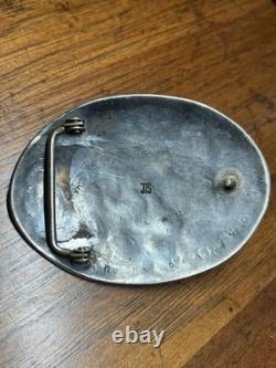 Vintage Handmade Navajo Sterling Silver Turquoise Belt Buckle Juan T Singer