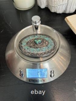 Vintage Handmade Navajo Sterling Silver Turquoise Belt Buckle Juan T Singer