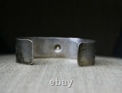 Vintage Harvey Era Native American Navajo Stamped Sterling Silver Cuff Bracelet