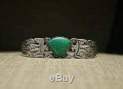 Vintage Harvey Era Navajo Sterling Silver Turquoise Cuff Bracelet