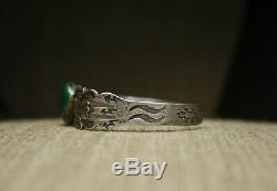 Vintage Harvey Era Navajo Sterling Silver Turquoise Cuff Bracelet