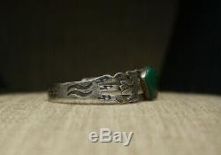 Vintage Harvey Era Navajo Sterling Silver Turquoise Cuff Bracelet