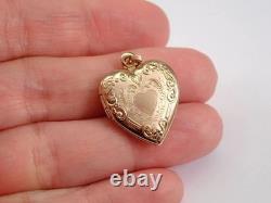 Vintage Heart Locket Pendant Charm Flower Necklace Pendant 14KYellow Gold Finish