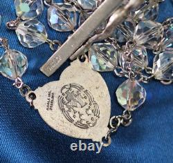 Vintage Heavy Aurora Borealis Crystal Sterling Silver Rosary Signed A. Gale 60g
