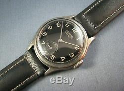 Vintage Helbros WW2 Era Military Style Sterling Silver Mens Watch 7J 1942