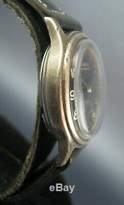 Vintage Helbros WW2 Era Military Style Sterling Silver Mens Watch 7J 1942