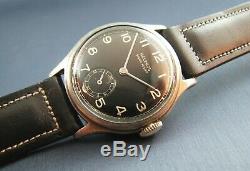 Vintage Helbros WW2 Era Military Style Sterling Silver Mens Watch 7J 1942