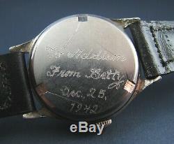 Vintage Helbros WW2 Era Military Style Sterling Silver Mens Watch 7J 1942