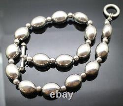 Vintage Highly Polished Toggle Lock Modernist Sterling Silver 16 Necklace