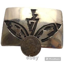 Vintage Hopi Sacred Tobacco Plant Sterling Silver Native American Belt Buckle