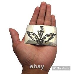 Vintage Hopi Sacred Tobacco Plant Sterling Silver Native American Belt Buckle