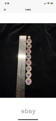 Vintage IVM Mexico 925 Sterling Silver Amethyst Panel Bracelet 63g Taxco