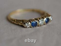 Vintage Iconic Retro Engagement Filigree Ring 14k Yellow Gold Over 2CT Sapphire