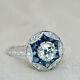 Vintage Inspired 2.10 Ct Diamond Forever Sapphire Engagement Ring 14k White Gold