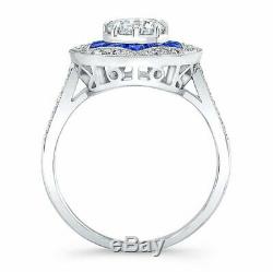 Vintage Inspired 2.10 Ct Diamond Forever Sapphire Engagement Ring 14K White Gold