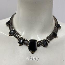 Vintage J & S 18K Gold Onyx Necklace Spectacular Has AMAZING Patina 15 1/4 Long