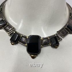 Vintage J & S 18K Gold Onyx Necklace Spectacular Has AMAZING Patina 15 1/4 Long