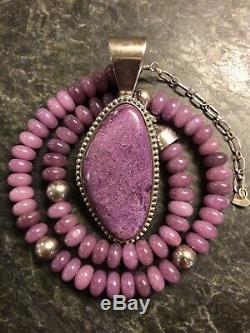 Vintage Jay King Purple Stone Sugilite Sterling Silver Pendant Necklace 925 DTR