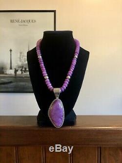 Vintage Jay King Purple Stone Sugilite Sterling Silver Pendant Necklace 925 DTR