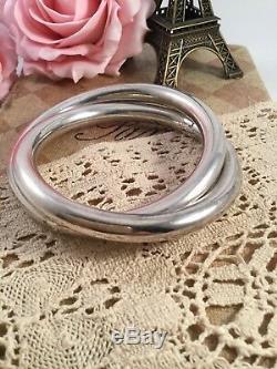 Vintage Jewellery Entwined large Sterling Silver Golf Bangles Antique Jewelry