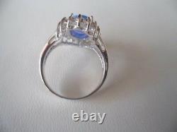 Vintage Jewellery Sterling Silver Opal Ring White Sapphires Antique Jewelry