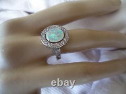 Vintage Jewellery Sterling Silver Opal Ring with Sapphires Antique Deco Jewelry