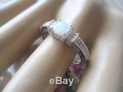 Vintage Jewellery Sterling Silver Ring with Opal Sapphires Antique Jewelry 10
