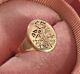 Vintage Jewelry Signet Men's Ring Botanical Design 14k Yellow Gold Plated Silver