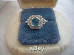 Vintage Jewelry Sterling Silver Ring Aquamarine Sapphire Antique Deco Jewellery