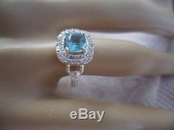 Vintage Jewelry Sterling Silver Ring Aquamarine Sapphire Antique Deco Jewellery