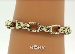 Vintage John Hardy Textured Link Bracelet 18K Yellow Gold Sterling Silver 7.75