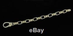 Vintage John Hardy Textured Link Bracelet 18K Yellow Gold Sterling Silver 7.75
