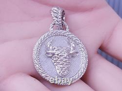 Vintage Judith Ripka Taurus Bull Zodiac Sterling Silver Round Pendant