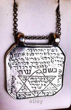 Vintage Kabbalistic Sterling Silver Necklace, Judaica, Jewish Amulet