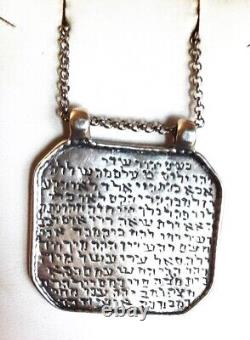 Vintage Kabbalistic Sterling Silver Necklace, Judaica, Jewish Amulet