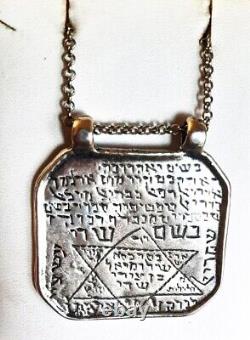 Vintage Kabbalistic Sterling Silver Necklace, Judaica, Jewish Amulet